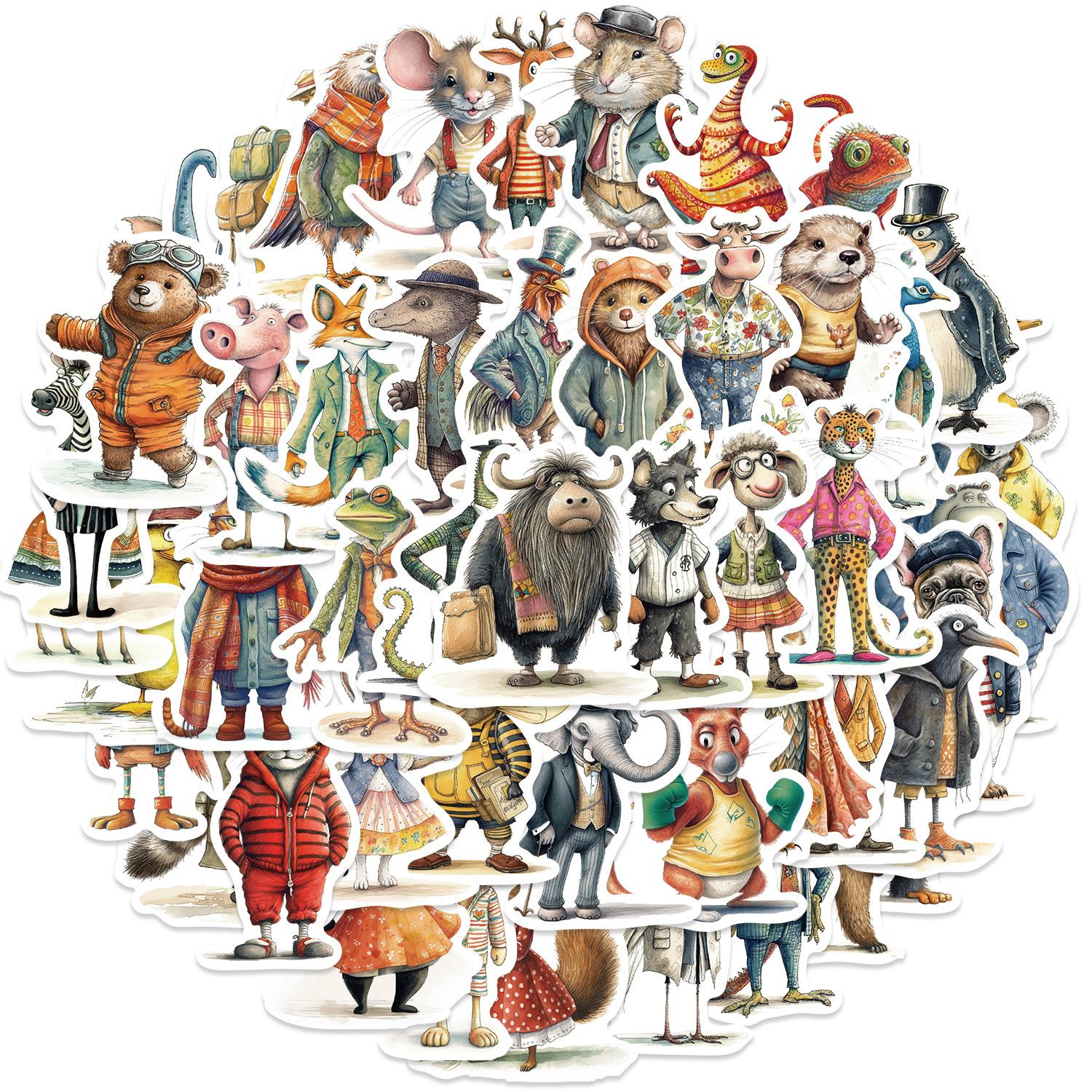 

50 Мультяшная версия антропоморфных животных граффити наклеек для гитары, ноутбука, чемодана, DIY водонепроницаемые наклейки