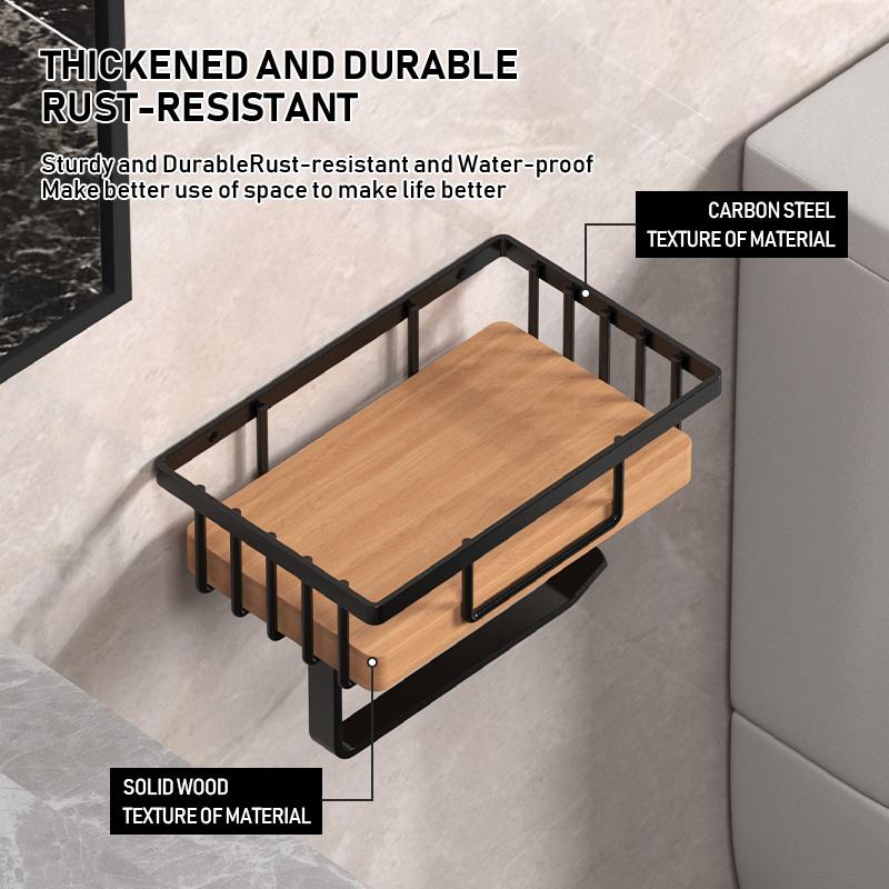 Wooden Toilet Paper Holder Bathroom Wall Mount WC Paper Phone Holder Shelf Storage Paper Towel Holder Accessories