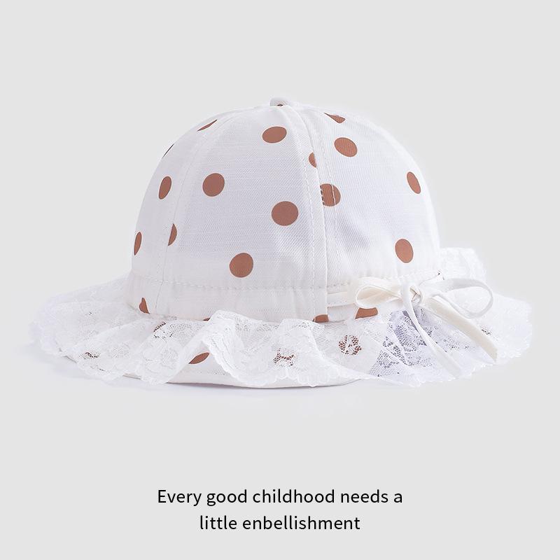 Baby Fisherman Hat Spring and Autumn Dots Fashionable Adjustable Sun Hat Lace Lace Baby Sun Protection Hat