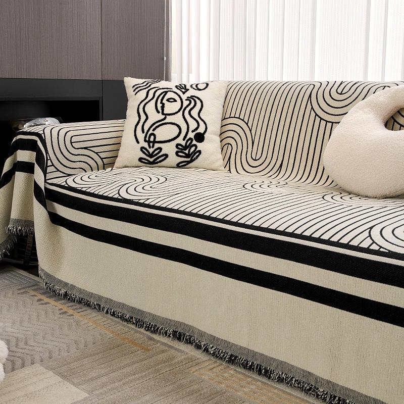 Husă de canapea în stil INS Pânză Four Seasons Pernă de canapea universală anti-alunecare Prosop pentru spătar, simplu, modern, all-inclusive, pătură prosop de canapea
