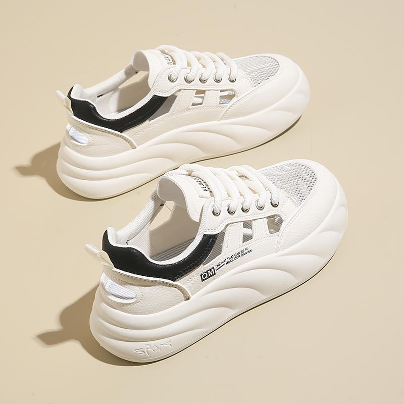 Sportliche Schuhe mit dicker Sohle für Damen Mode Plateau Erhöhen Sneaker Damen Schnürschuhe Lässig Britischer Stil Vulkanisierte Schuhe2025