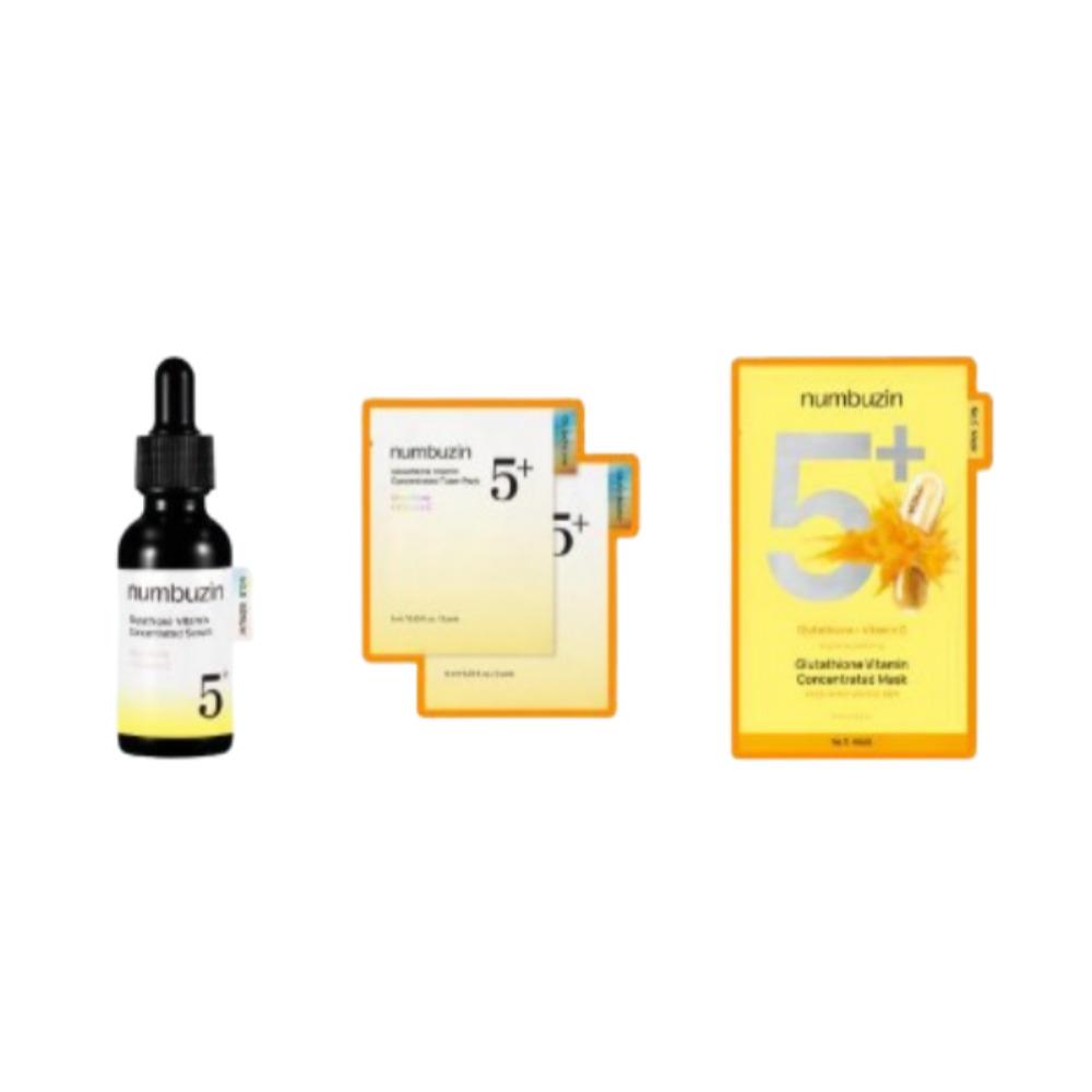 

NumbuzIn No.5 Glutathione C Spot Ampoule Brightening & Anti-Dark Spot Serum Set (30ml + 1 Mask + 4 Pads)