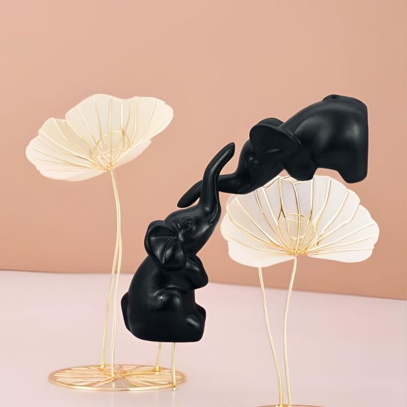 1 Pair Small Animal Statue Elephant Figurine Home Decor,Mini Gold Elephant Gifts For Women, Modern Style Small Golden