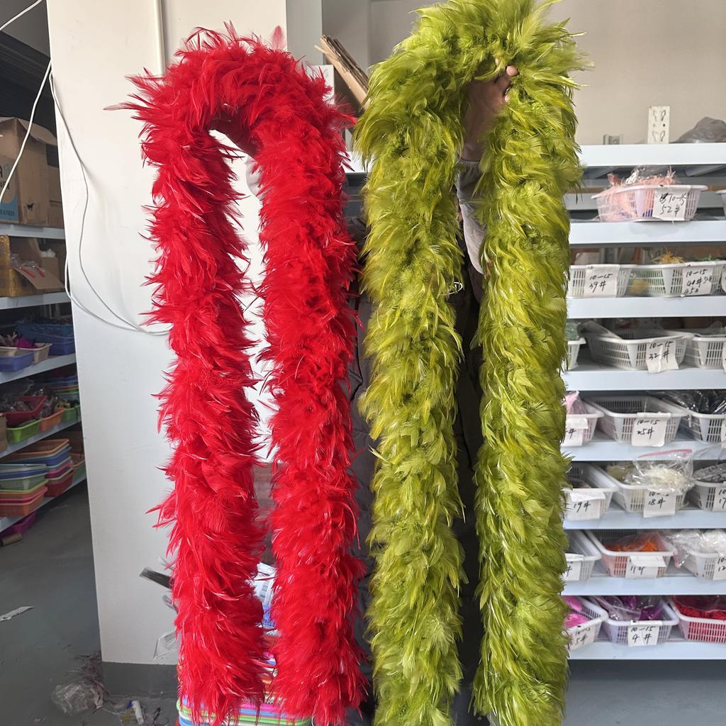 DIY Fluffy Red Chicken Feather Boa Scarf 2Meter Rooster Feathers Shawl for Wedding Carnival Party Dress Decoration Costume Accessory
