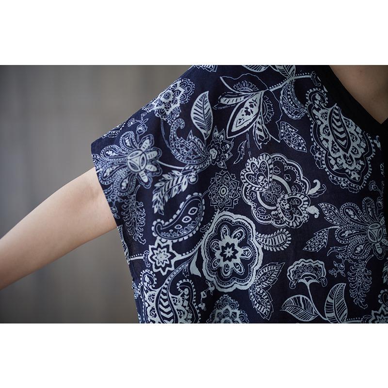 DIMANAF 2025 New Plus Size Summer Dress Women Vintage Printing Loose Casual Dress Long Linen Dress Maxi