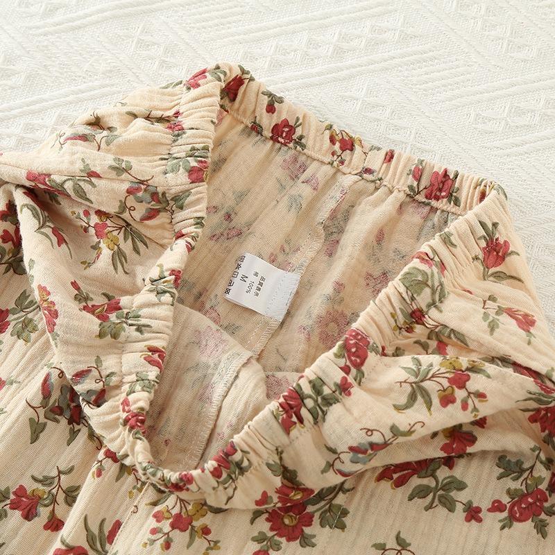 Women's Sweet Pajama Set Full Sleeve Comfort Top Long Pants Sexy Lace Accents Princess Bow Flower Print Elegante Pajamas