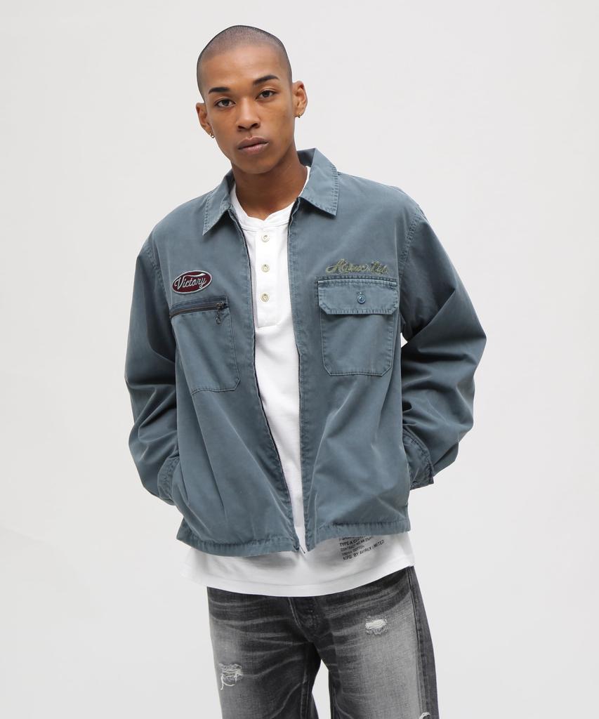 AVIREX A.A.R.C Faded Emb Work Jacket Men's M Size 115 Blue Gray 783-6152009