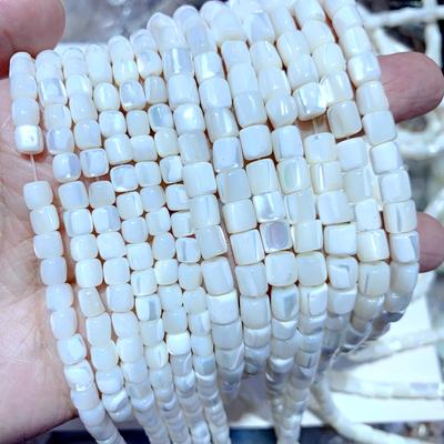 Perline cilindriche in madreperla naturale da 6 mm 8 mm, perline sfuse a tubo di conchiglia bianche per la creazione di gioielli