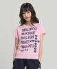 WAIKEI Maltipoo Lettering Color Block Short Sleeve T-Shirt Pink