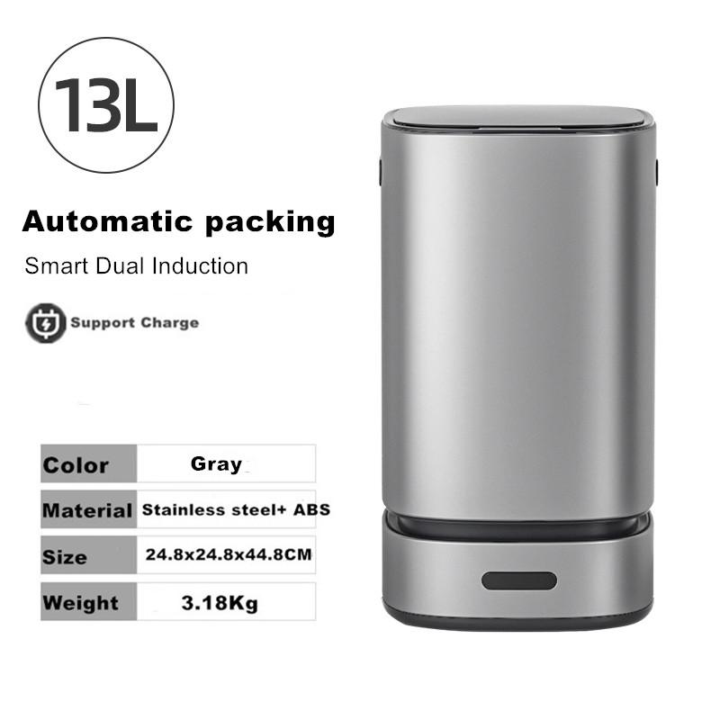 

13 л Умное мусорное ведро Большой вместимости Мусор Ванная Мусорное ведро Электрическое Мусорное ведро Дом Кухня тип Автоматическая упаковка Мусорное ведро 13L серый