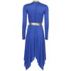 Womens Metallic Patchwork Worship Praise Dress Long Sleeve Irregular Hem Tunic Liturgical Lyrical Dance Costume