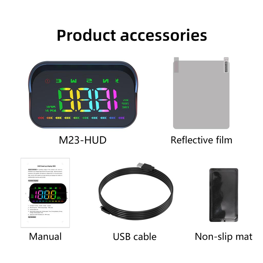 HD Universal Car M23 HUD M2S Head-up Display GPS Digital Speed Meter Color LCD Projector Windshield with Driving Safety Alarm