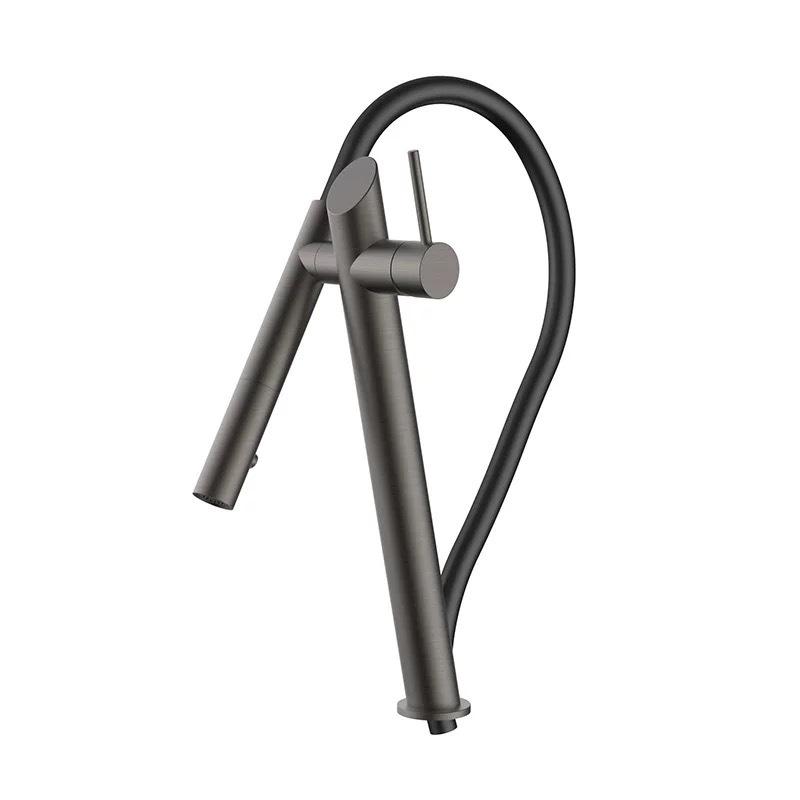 Tuqiu New Sink Faucet Kitchen Tap Hot and Cold Functions Brass Rotation Pull Down Decked Single Lever Sink Mixer New