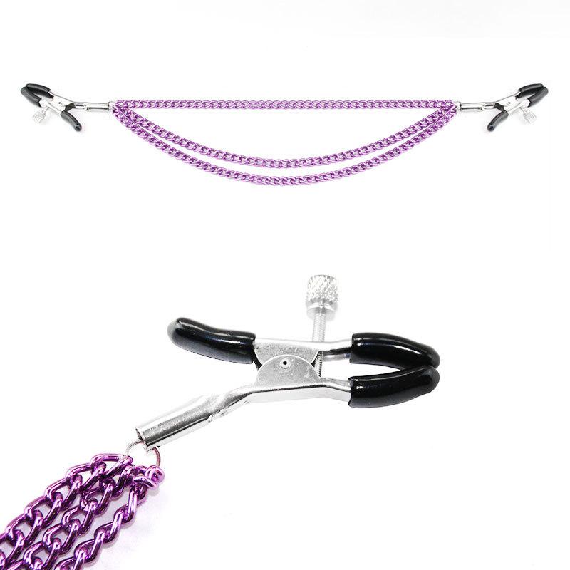 Metal Nipple Clamps with Chain Clips Flirting Teasing Sex Flirt Bondage Slave Bdsm Nipples Stimulation Fetish for Men Women Gay