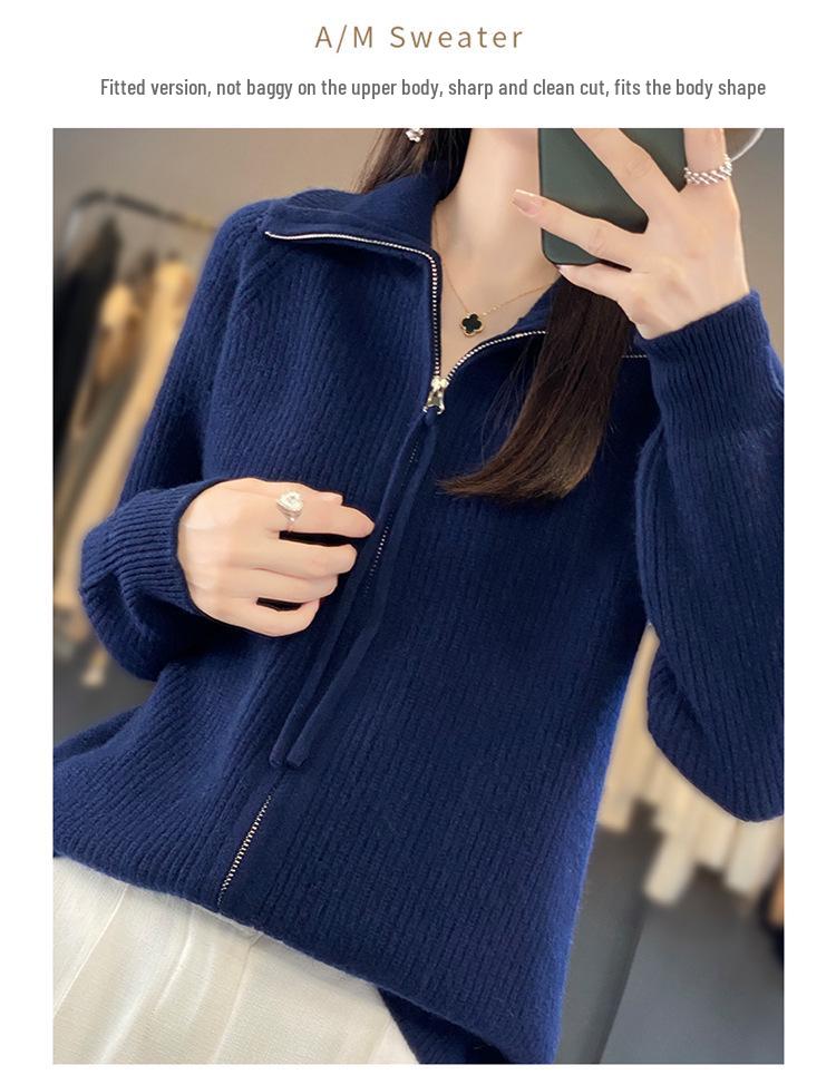Women's Autumn/Winter 100% Wool Zipper Cardigan Coat