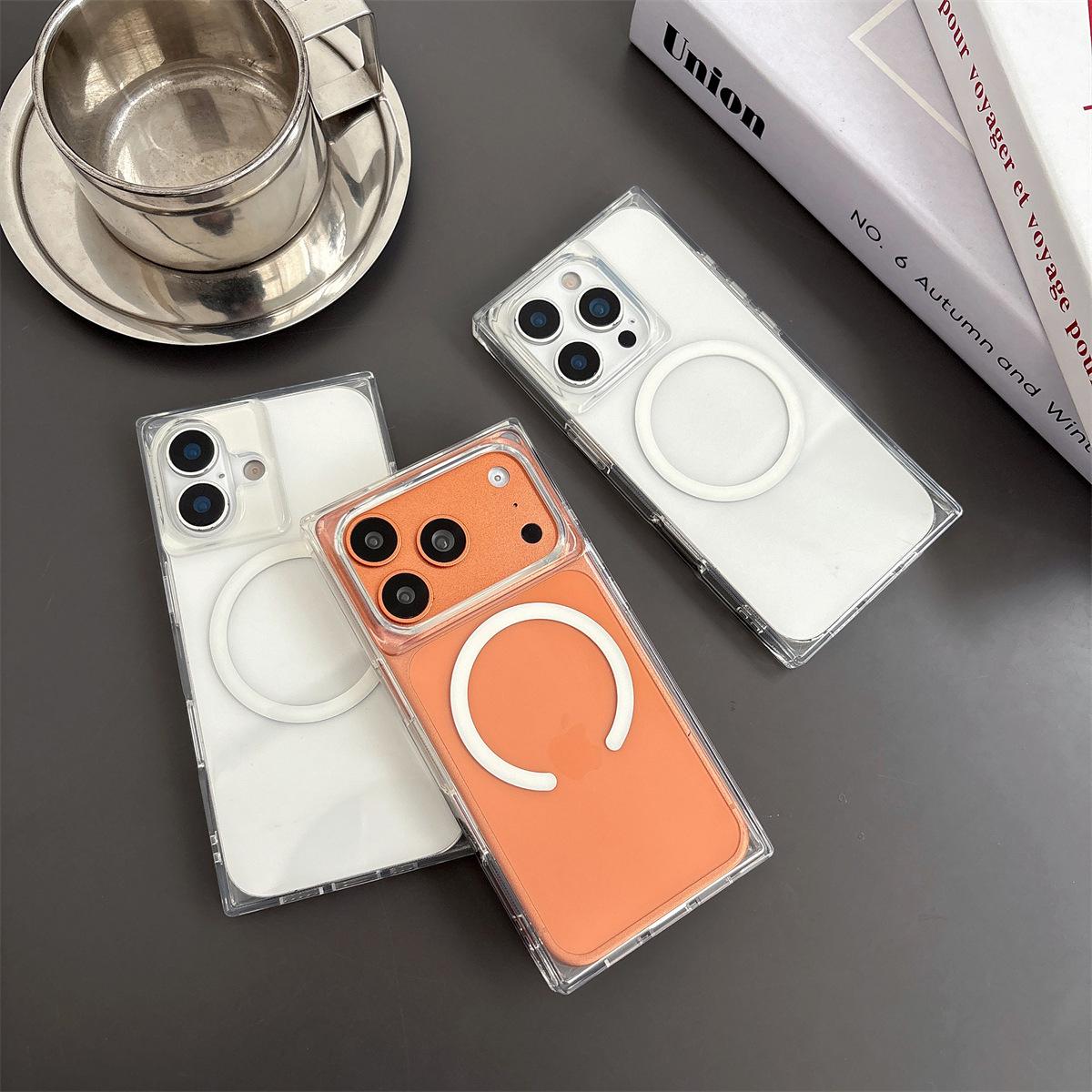 

Square Magnetic Frosted Translucent White Phone Case for iPhone 14/13 and 12/11/10 PROMAX iPhone 15
