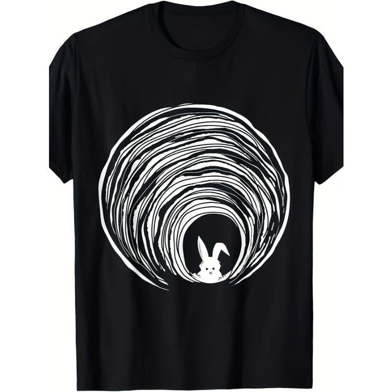 

Европейский размер Футболка Conspiracy Rabbit Vortex Spiral Theory - Ретро Графика Кроличьей Норы Хлопковая Футболка для & - Удобная Футболка с Круглым Вырезом для Дней Рождения S чёрный
