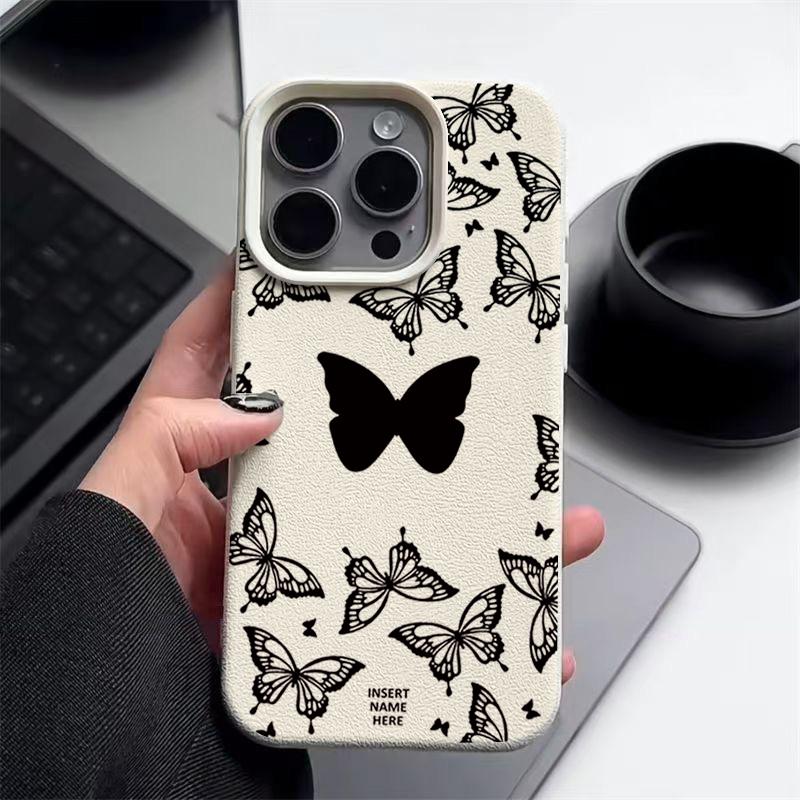 TPU měkký kryt se vzorem motýla pro iPhone 16E 16 Pro Max 15 Pro 14 13 12 11 Nárazuvzdorný Slim Matný zadní kryt