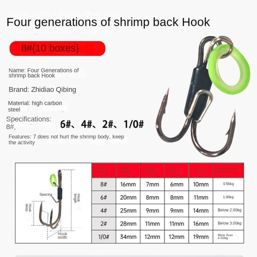 10pcs Pickerel Live Shrimp Bait Hooks Double Hook Hawksbill Single Hook  Sea Fishing
