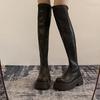 Autumn and winter new thin boots thick-soled elastic over the knee small thin thick-soled muffin tall boots