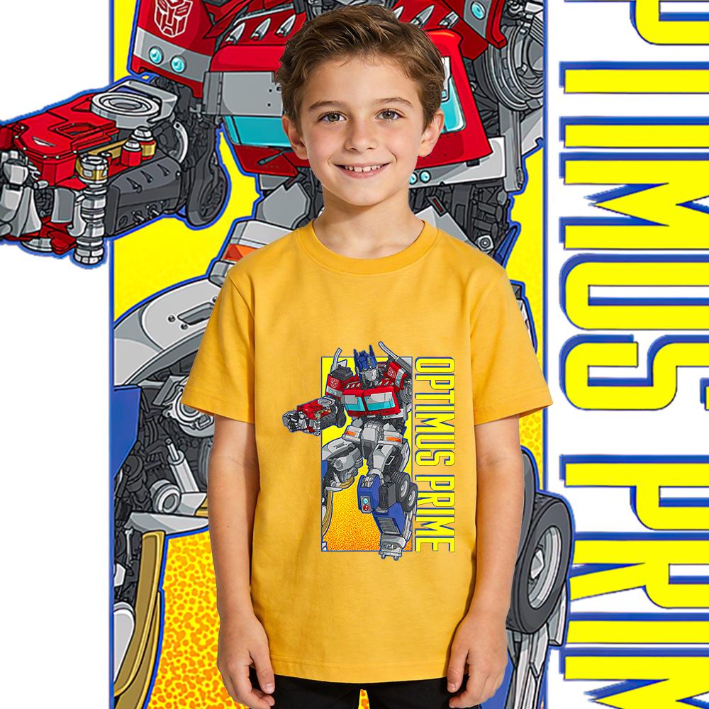 Transformers Optimus Prime Heroic Stance Print  T Shirt Boys Girls Kids Casual Tee Top Soft Breathable