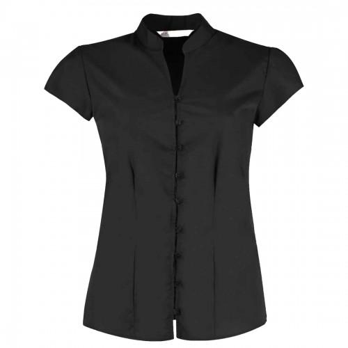 

Kustom Kit Womens/Ladies Poplin Mandarin Collar Tailored Capped Sleeved Blouse XL