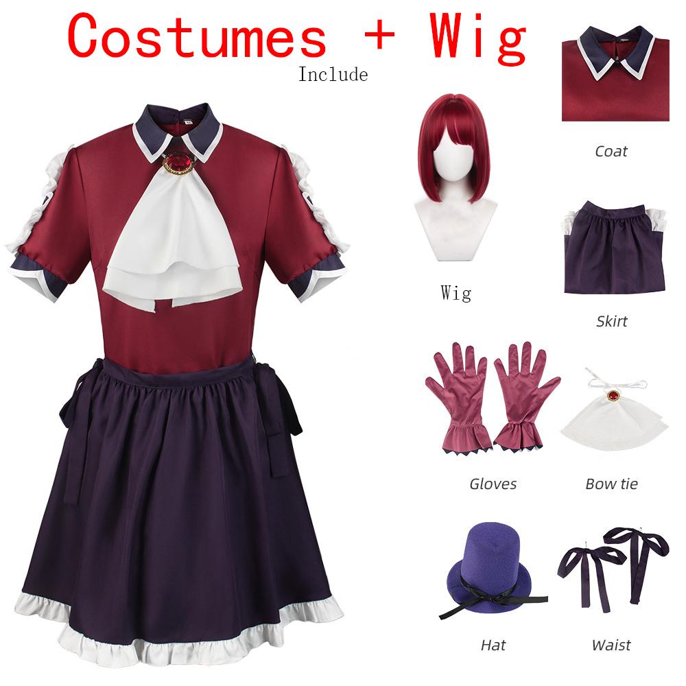 

Костюм для косплея Oshi No Ko, костюм для пения и танцев Kana, наряд для аниме на Хэллоуин, красная униформа для девочек, подарки на день рождения S вино красного