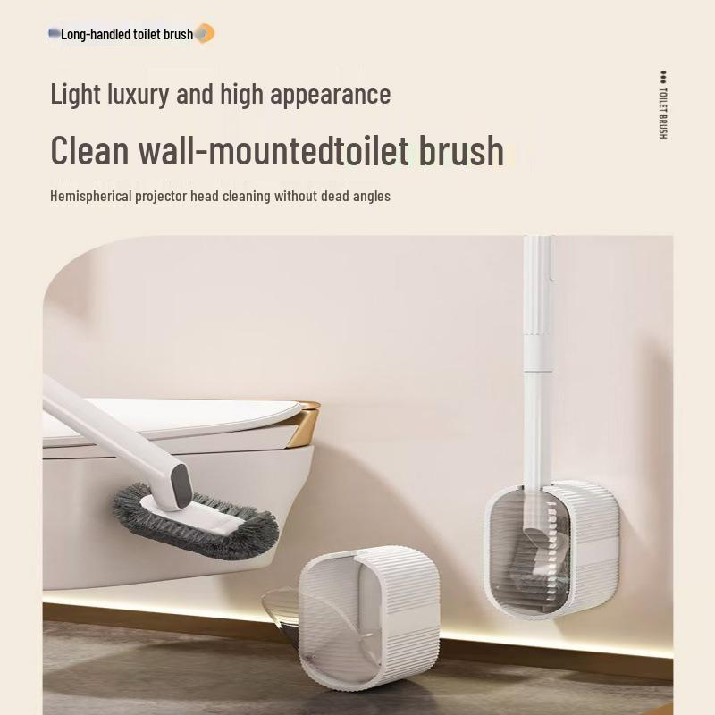Household Long-Handle Soft Bristle Toilet Brush Set for No Dead Angle Cleaning