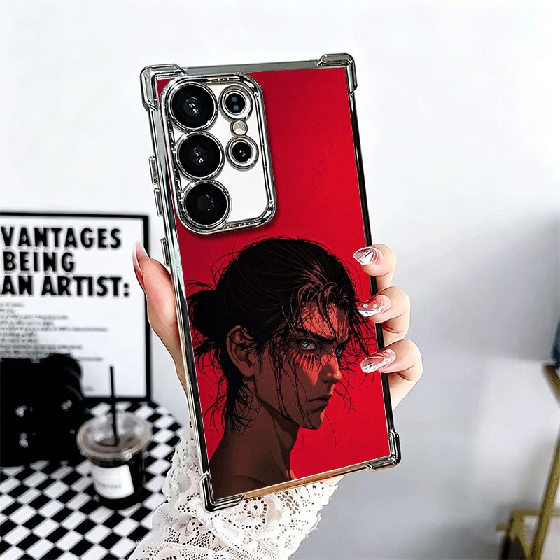 A-Attack On T-Titan Eren Yeager Plating Phone Case For Samsung Galaxy S24 S25 FE S26 Edge S23 Ultra S22 S21 Plus S20 Anti-Fall A