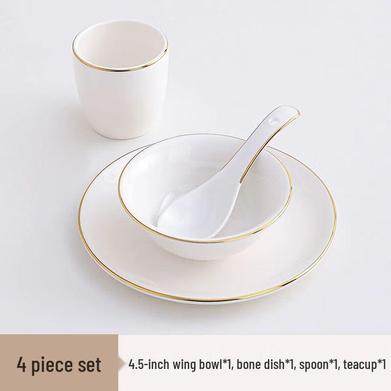Jiakangming Gold Rim Bone China Commercial Dinnerware Set