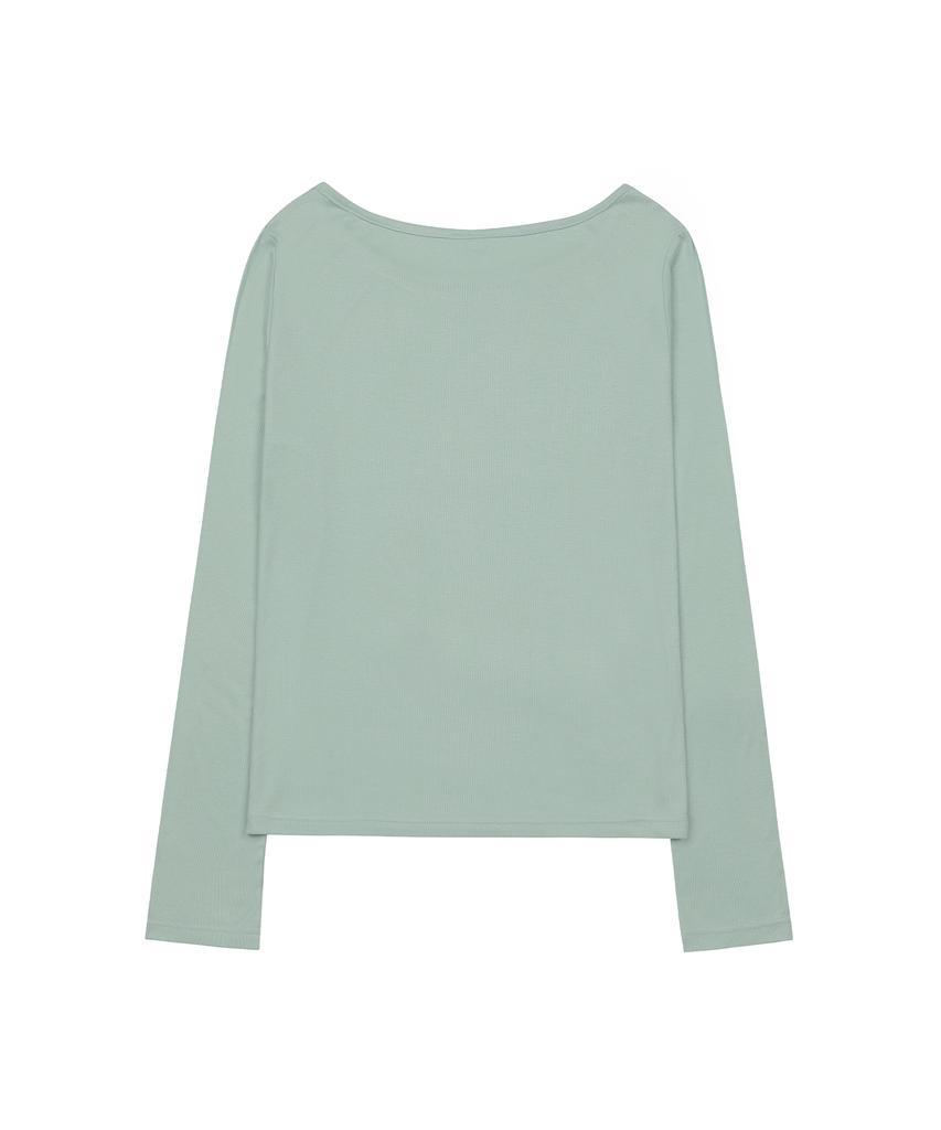 ODDSTUDIO Heaven Scent Loose Fit Boat Neck Long Sleeve - Mint