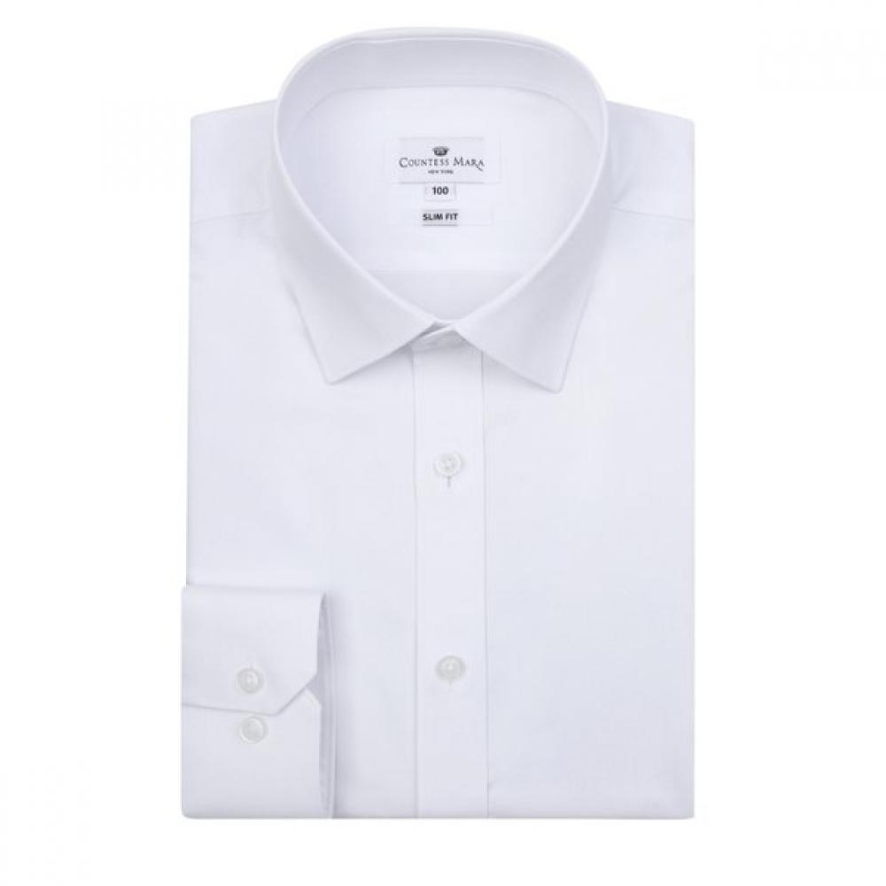 Countess Mara Slim Fit Long Sleeve Shirt Solid White Cdhz1b5351a0 white/95