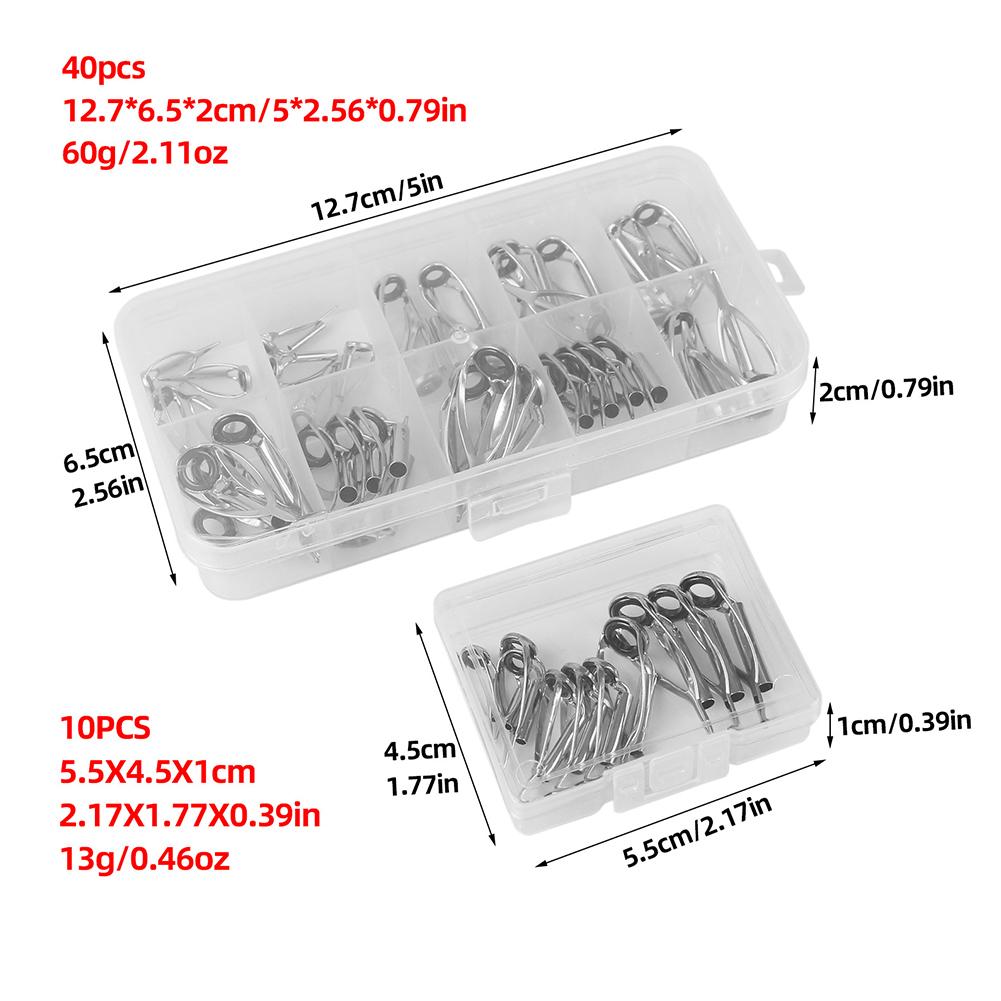 10/40pcs Fishing Rod Guide Ring Stainless Steel Top Tip Repair Kit Replacement Smooth Mini Convenient Outdoor Accessories