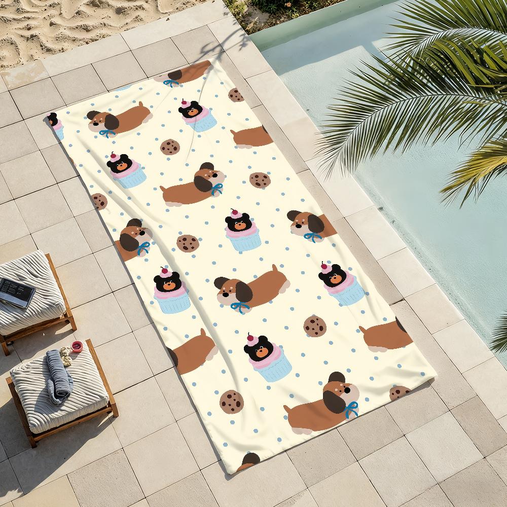 Cartoon cute Dachshund Towel Drying Bath Towel Applicable To Light Swimming Camping Yoga Beach Out