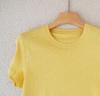 Women's Slim Fit Round Neck Short-Sleeve T-Shirt in Creamy Goose Yellow with Soft Bamboo Linen Cotton Blend
