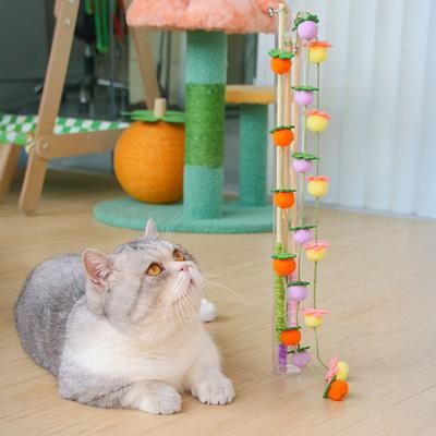Interactive Cat Wand Toy Cat Teaser Stick String Toy with Furry Plush Balls for Indoor Cats To Play And Exercise