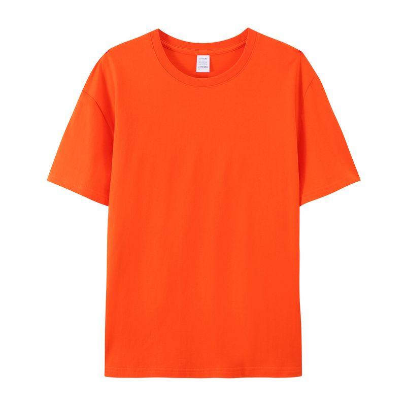 

Pure Color Loose Underwear Crew Neck Men s and Women s Basic Style Short Sleeve Orange 3XL