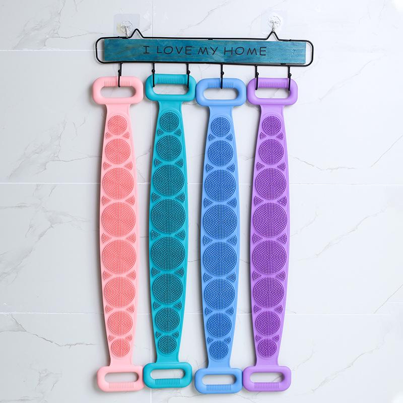 Silicone Double-Sided Exfoliating Back Scrubber for Men and Women - Long Strip Bath Towel