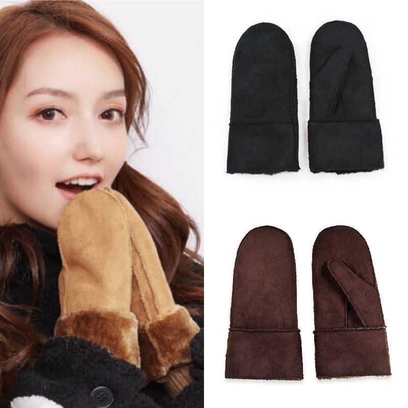 Dicke und warme Herren-Winterhandschuhe aus weichem Kunstfell und Polyestergemisch