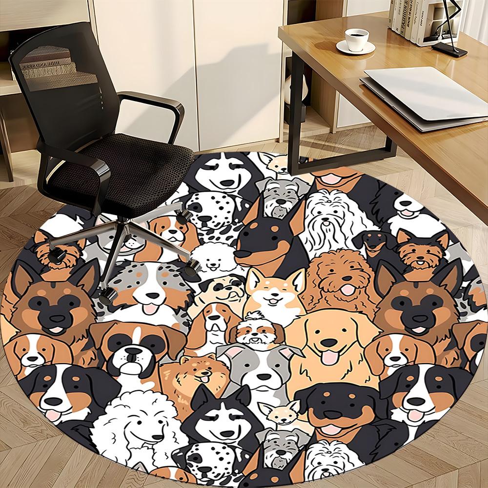 1 Stück Hunde Haustiere Büro Runder Teppich, Indoor-Matte Geeignet Für Büro, Unter Bürostühlen Schlafzimmer Wohnzimmer Heimdeko, Zimmer Deko