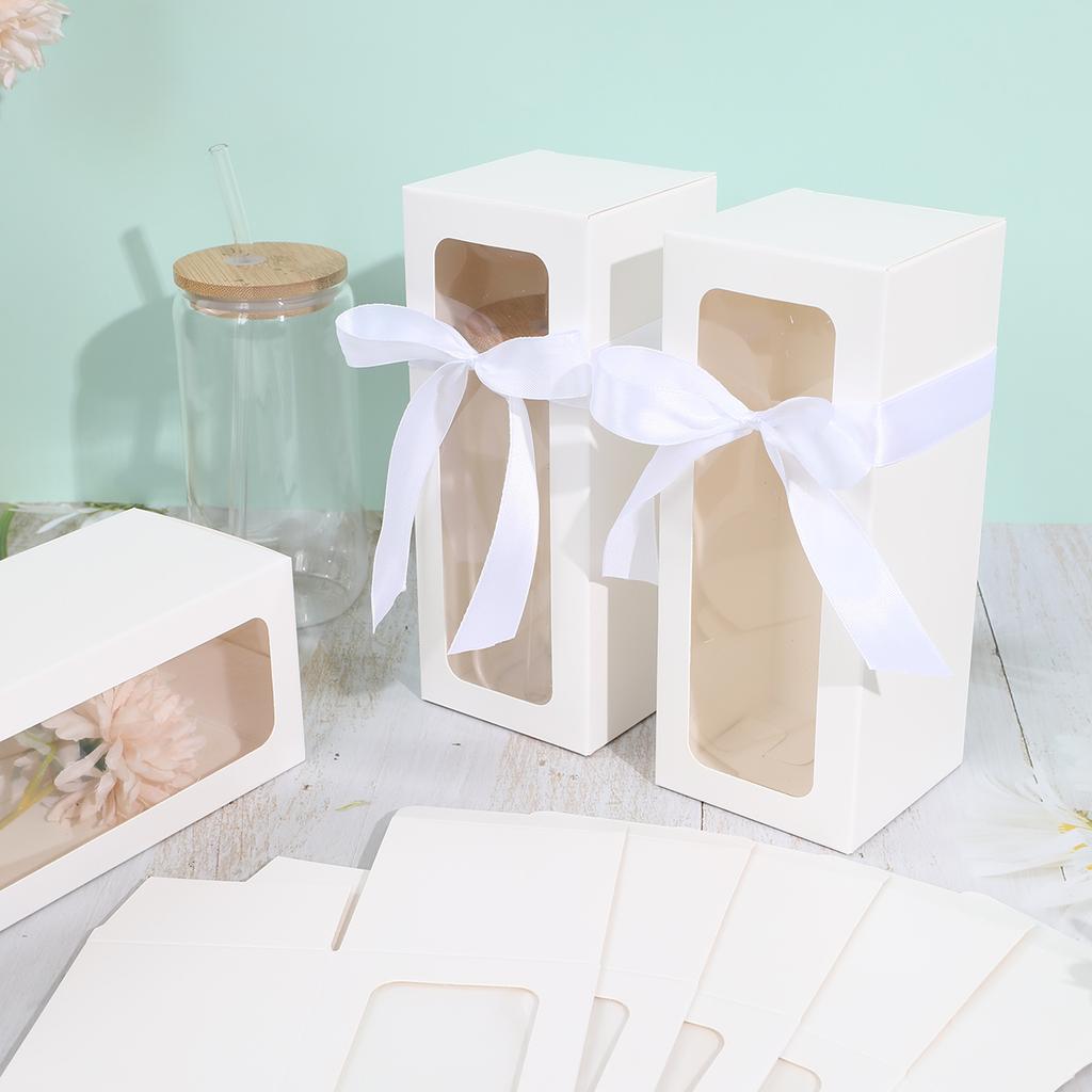 10pcs White Black Glass Laser silver Gift Box Glass Display Box Transparent Gift Box Water Cup Jar Sublimation Glass