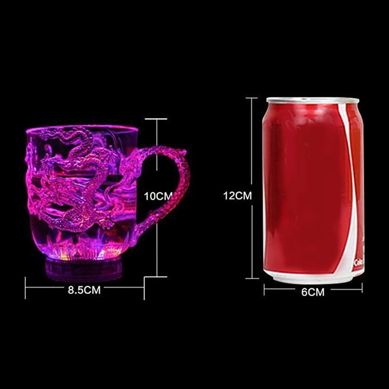 LED blesk Kouzelná změna barvy Dračí šálek Vodou aktivované rozsvícení Pivo Káva Mléko Čaj Víno Whisky Bar Hrnek Cestovní dárek