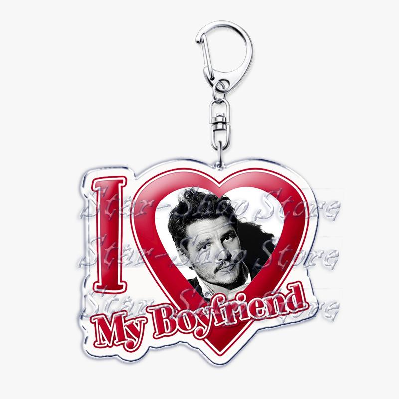 Hot Pedro Pascal I Love My Boyfriend Heart Keychain for Women Accessories Key Chain Ring Keychains Jewelry Fans Gifts
