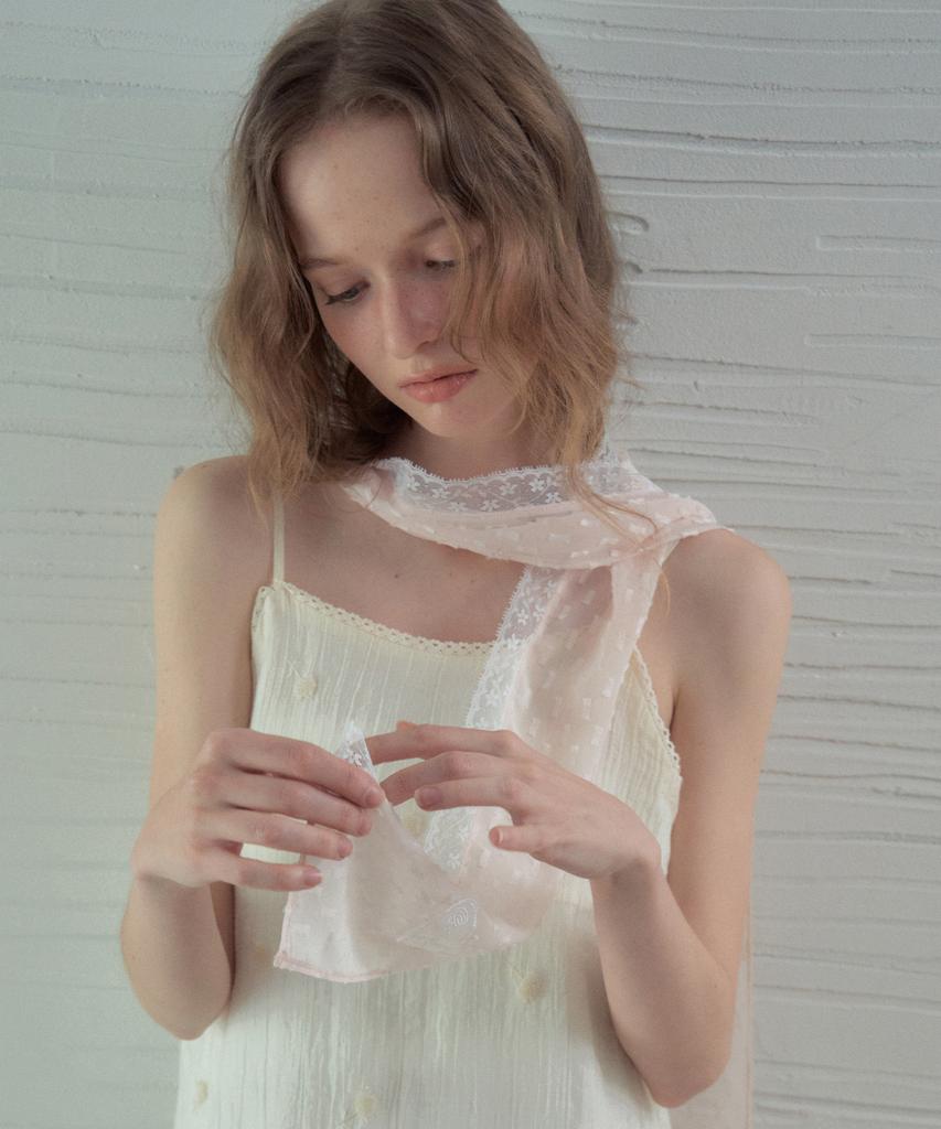 OURNOSTALGIA Sheer Lace Dot Scarf_Pink(Ob6Ac08)