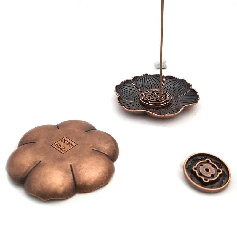 1pc Portable Alloy Lotus Incense Holder, 9-Hole Meditation Stick Stand, Zen Home Decor (Without Incense)