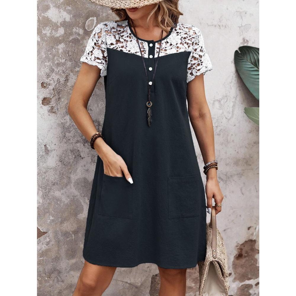 JPNTKY Moda Estiva Primaverile Manica Corta Girocollo Abiti Casual