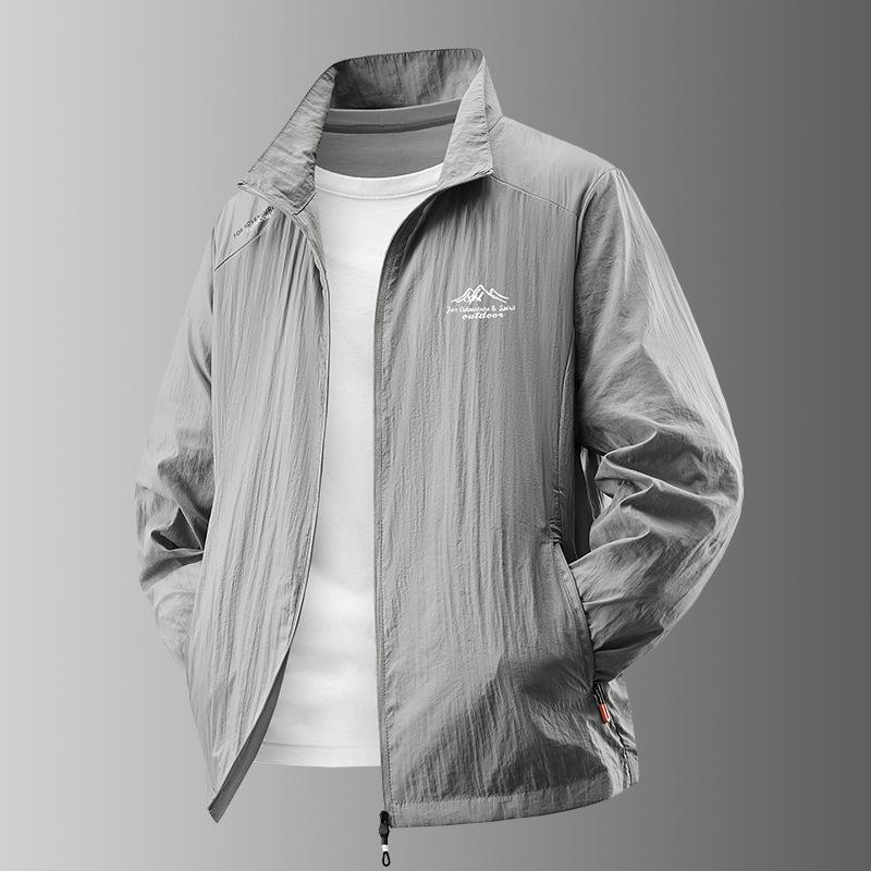 Ice Silk Sunscreen Clothing Men's Summer Thin Simple Color Outdoor Loose Plus Size Hooded Sun-protective Clothing Jacket Coat