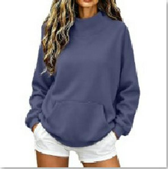 2026 Einfarbiger Damen Herbst Winter Lockerer Rundhals Langarm Hoodie