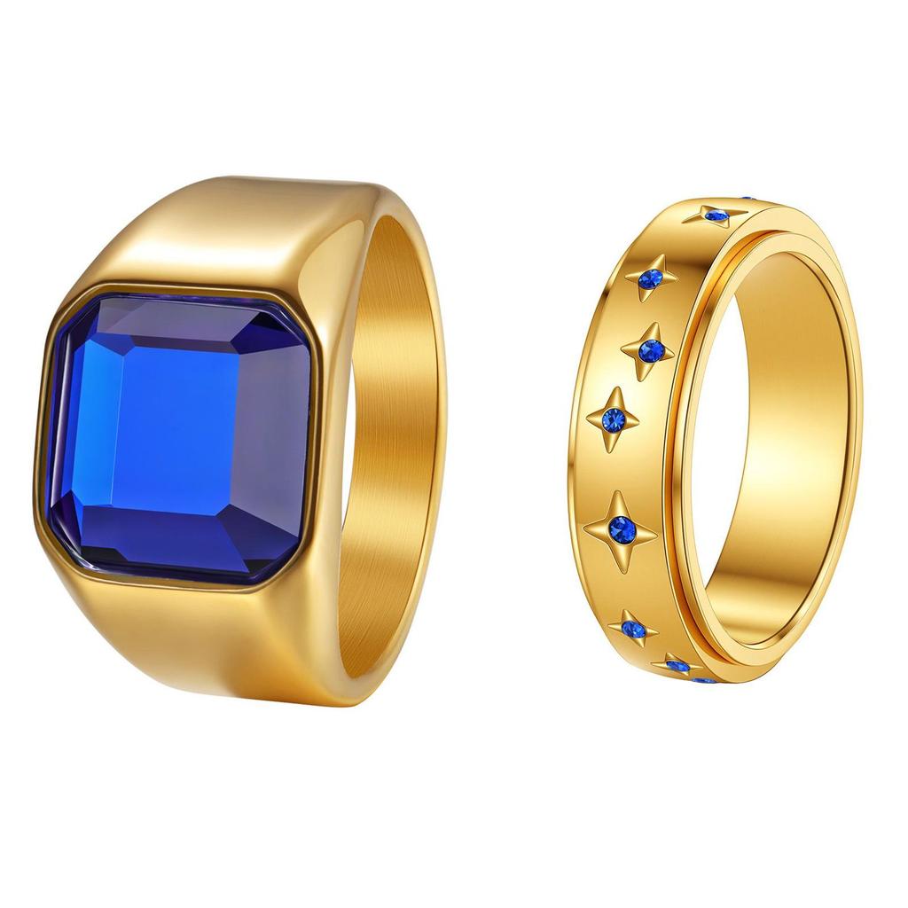 Sapphire Starry Sky Stainless Steel Couple Rings for Men & Women
