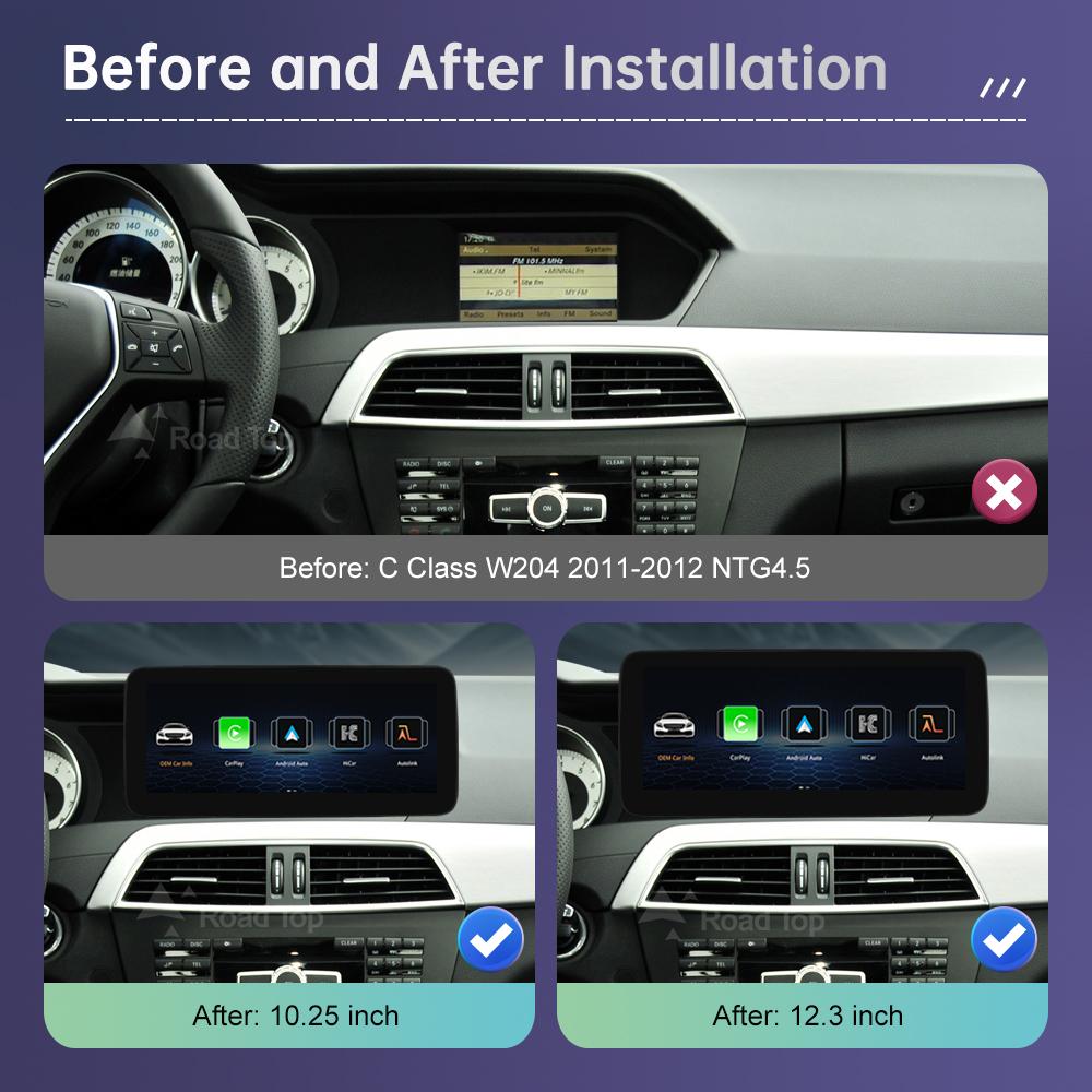 Linux Touch Screen for Mercedes Benz C Class W204 S204 2011-2012 Multimedia Wireless Carplay Android Auto Mirroring Player